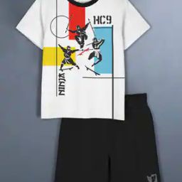 Girls Graphic Print T-Shirt & Shorts Set-image-59