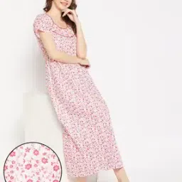 clovia Women Floral Print Round-Neck Nightie-picture-11