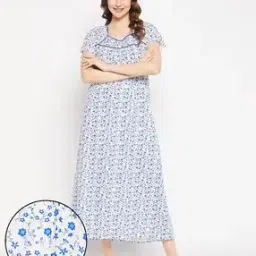 clovia Women Floral Print Round-Neck Nightie-picture-8