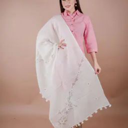 Women Embroidered Stole with Tassels-image-90