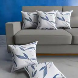 Set of 5 Leaf Print Cushion Covers 12" x 12"-10