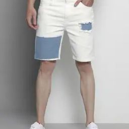 Slim Fit Flat-Front Distressed Shorts-picture-52