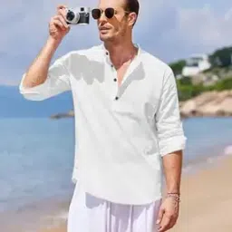 Men Regular Fit Short Kurta with Mandarin Collar-15