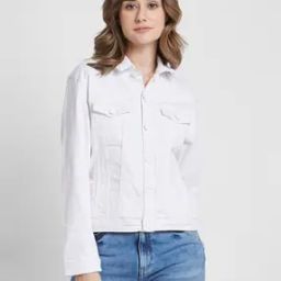 Women Regular Fit Denim Jacket with Flap Pockets-picture-13