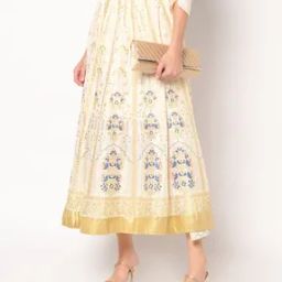 Floral Print Flared Midi Skirt-image-2