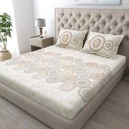 186 TC Floral Print King-Size Bedsheet with Pillow Covers-image-3