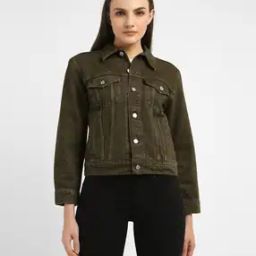 Women Relaxed Fit Denim Jacket with Flap Pockets-picture-48