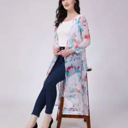 Women Floral Print Front-Open Shrug-11