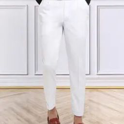 Men Pleated Slim Fit Trousers-image-4