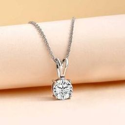 925 Sterling Silver Round American Diamond Pendant Necklace-18