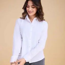 Women Loose Fit Shirt with Spread-Collar-image-20