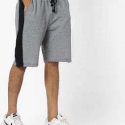 Colourblock Striped French Terry Shorts-image-99