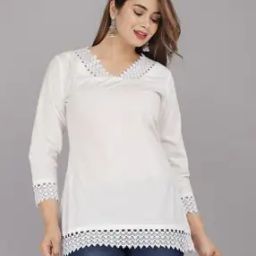 Women V-Neck Tunic with Lace Border-image-15