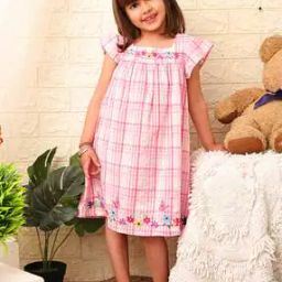 Girls Checked A-Line Dress-image-1