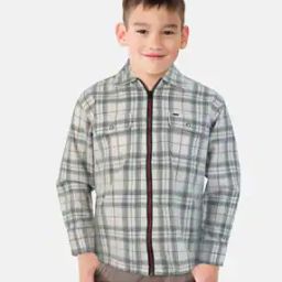 Checked Oversized Fit Cotton Shirt-image-7