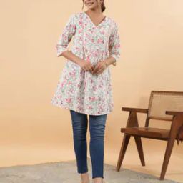 Women Regular Fit Floral Print Tunic-image-12