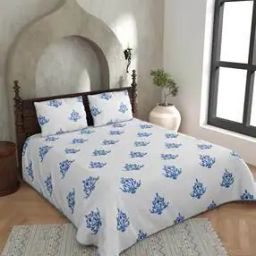 Floral Print Reversible Double Blanket with Pillow Covers-9
