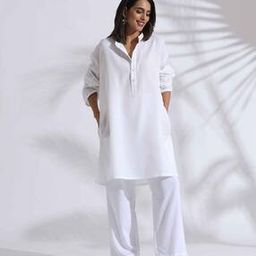 truebrowns Women Straight Kurta with Mandarin-Collar-picture-4