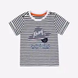 Striped Crew-Neck T-shirt with Pirate Appliques-image-56