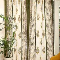 Handblocked  Printed Cotton Slub Curtain-49