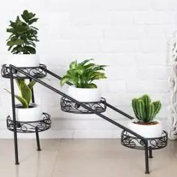 Ladder 4-Tier Plant Stand with Pots-12