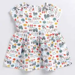 Printed Fit & Flare Dress with Bow Accent-image-54
