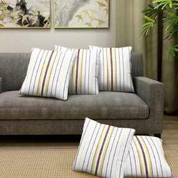 Set of 5 Striped Cushion Covers 14" x 14"-11