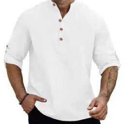 Men Slim Fit Short Kurta with Full-Sleeves-image-88