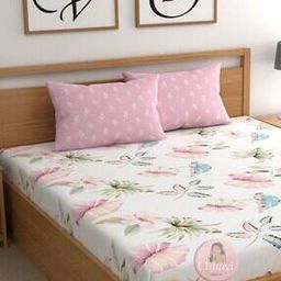 210 TC Floral Print Double Bedsheet with Pillow Covers-image-88