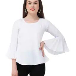 Round-Neck Bell Sleeve Top-image-41