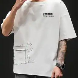 Men Typographic Print Oversized Fit Round-Neck T-Shirt-picture-27