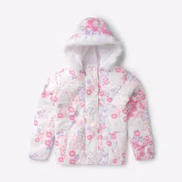 All Over Floral Print Puffer Jacket-image-16