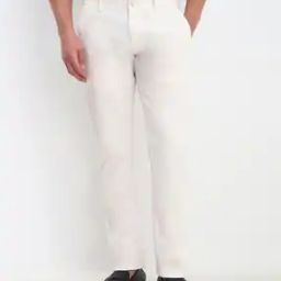 Men Flat Front Tapered Fit Trousers-image-2