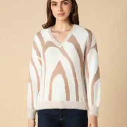 allen solly Women Knitted Pullover with Ribbed Hems-picture-34