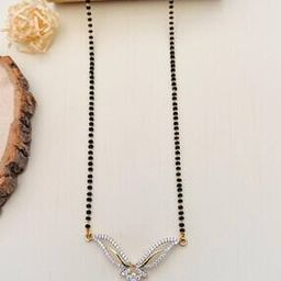 Women Gold-Plated American Diamond-Studded Mangalsutra-image-3