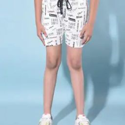 Boys Typographic Print Regular Fit Flat-Front Shorts-image-50