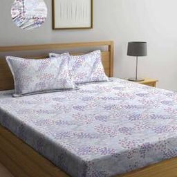 Floral Print Double King Size Fitted Bedsheet-image-72