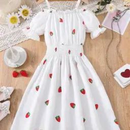 Girls Printed Fit & Flare Dress-image-4