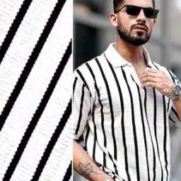 Men Oversized Fit Striped Polo T-Shirt-image-11