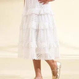 Girls Embroidered Tiered Skirt with Elasticated Waistband-image-12