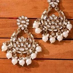 fida Gold-Plated Stone-Studded Chandbali Earrings-picture-11