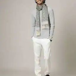 Men Geometric Print Scarf with Fringes-6