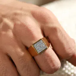 Gold-Plated Stone-Studded Band Ring-image-7