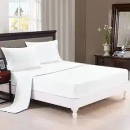 Cotton 400 TC Elasticated Fitted Bedsheet with 2 Pillow Covers-37