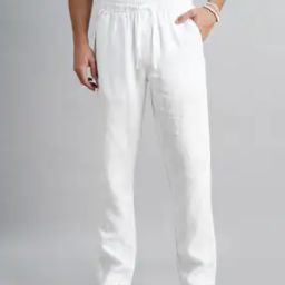 Men Flat-Front Slim Fit Pants with Drawstring Waist-image-37