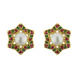 Gold-Plated Pearl-Studded Studs-image-93