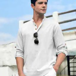 Men Regular Fit Kurta with Band Collar-41