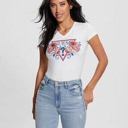 Brand Print Slim Fit V-Neck T-Shirt-image-3