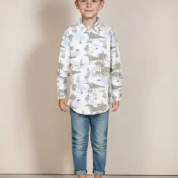 Boys Tropical Print Regular Fit Shirt-image-94