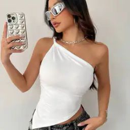 Women Slim Fit One Shoulder Top-image-68